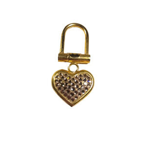 Gold Tone Rhinestone Heart Small Keychain